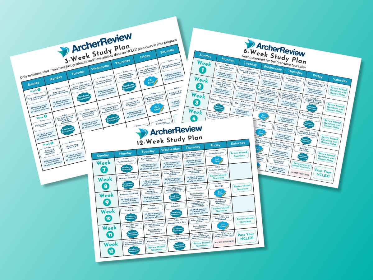 NCLEX practice question study calendars