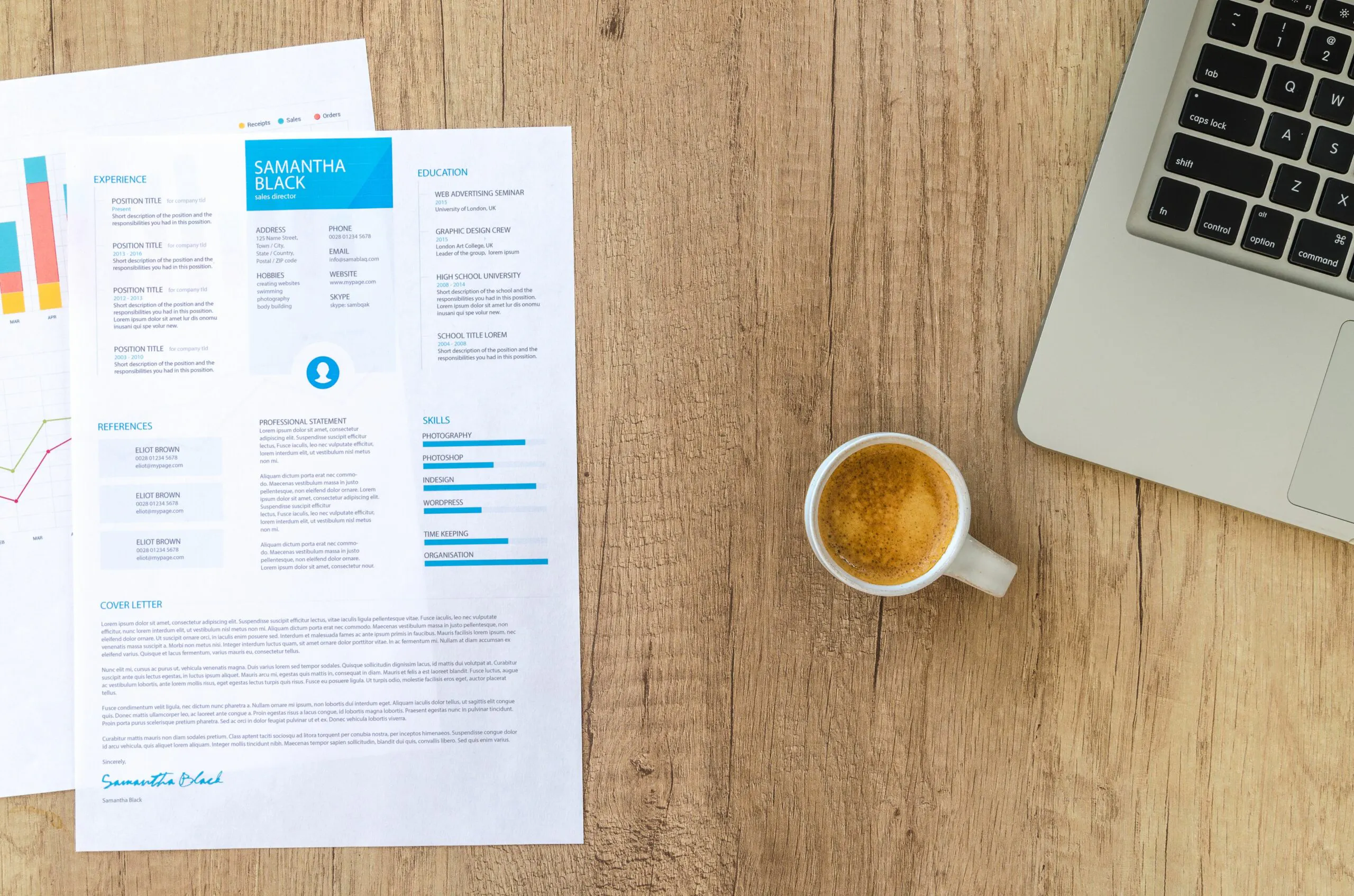 Example nursing resume layout showing skills, experience, and education sections