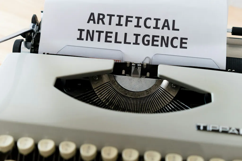 Typewriter with a page reading "Artificial Intelligence," representing AI on the ANCC FNP exam for the first time in 2026